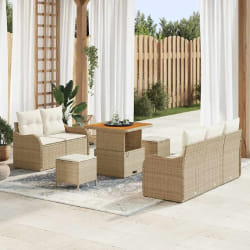 vidaXL Ensemble de canapé de jardin avec coussin 8 pcs Beige et crème