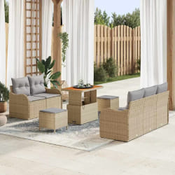 vidaXL Ensemble de canapé de jardin 8 pcs Beige et Gris clair