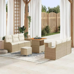 vidaXL Ensemble de canapé de jardin avec coussin 9 pcs Beige et crème