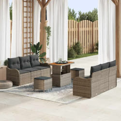 vidaXL Ensemble de canapé de jardin 9 pcs Gris 90 x 55 x 71 cm