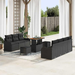 vidaXL Ensemble de canapé de jardin 10 pcs Noir 90 x 55 x 71 cm