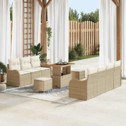 vidaXL Ensemble de canapé de jardin avec coussin 10 pcs Beige et crème