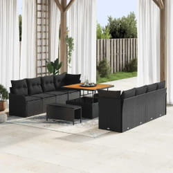 vidaXL Ensemble de canapé de jardin 11 pcs Noir 100 x 100 x 71 cm