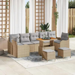 vidaXL Ensemble de canapé de jardin 10 pcs Beige et Gris clair