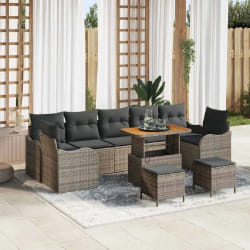 vidaXL Ensemble de canapé de jardin 10 pcs Gris 90 x 55 x 71 cm