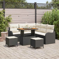 vidaXL Ensemble de canapé de jardin avec coussin 8 pcs Noir et Crème