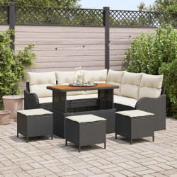 vidaXL Ensemble de canapé de jardin avec coussin 9 pcs Noir et Crème