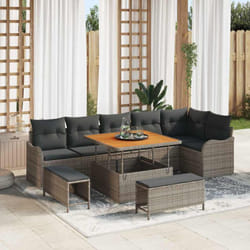 Vidaxl Ensemble De Canapé De Jardin 9 Pcs Gris 100 X 100 X 71 Cm