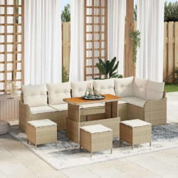 vidaXL Ensemble de canapé de jardin avec coussin 10 pcs Beige et crème