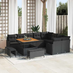 vidaXL Ensemble de canapé de jardin 12 pcs Noir 100 x 100 x 71 cm