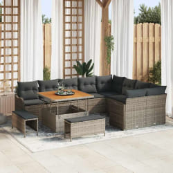 vidaXL Ensemble de canapé de jardin 12 pcs Gris 100 x 100 x 71 cm