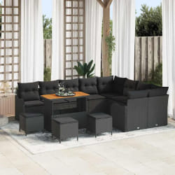vidaXL Ensemble de canapé de jardin 13 pcs Noir 110 x 55 x 71 cm