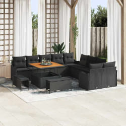 vidaXL Ensemble de canapé de jardin 13 pcs Noir 100 x 100 x 71 cm