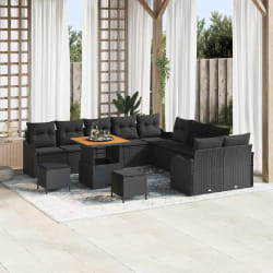 vidaXL Ensemble de canapé de jardin 13 pcs Noir 80 x 80 x 71 cm