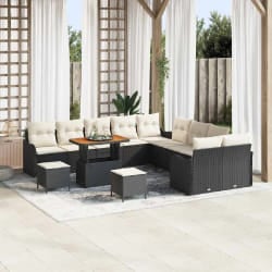 vidaXL Ensemble de canapé de jardin avec coussin 13 pcs Noir et Crème