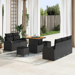 vidaXL Ensemble de canapé de jardin 8 pcs Noir 80 x 80 x 71 cm
