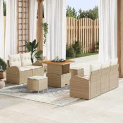vidaXL Ensemble de canapé de jardin avec coussin 8 pcs Beige et crème