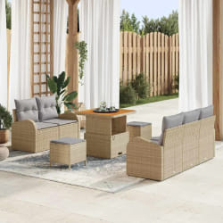 vidaXL Ensemble de canapé de jardin 8 pcs Beige et Gris clair