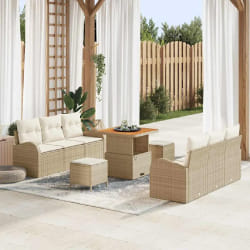 vidaXL Ensemble de canapé de jardin avec coussin 9 pcs Beige et crème