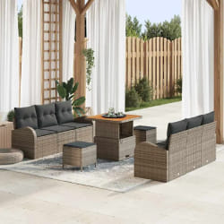 vidaXL Ensemble de canapé de jardin 9 pcs Gris 80 x 80 x 71 cm