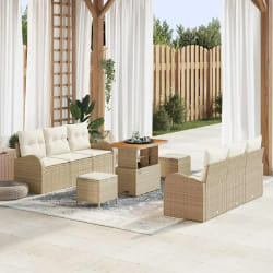 vidaXL Ensemble de canapé de jardin avec coussin 9 pcs Beige et crème