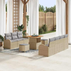 vidaXL Ensemble de canapé de jardin 10 pcs Beige et Gris clair