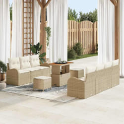 vidaXL Ensemble de canapé de jardin avec coussin 10 pcs Beige et crème