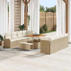 Vidaxl Ensemble De Canapé De Jardin Avec Coussin 11 Pcs Beige Et Crème