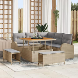 Canapé de Jardin 8 pièces vidaXL avec Coussins en Poly Rattan Beige et Acacia Canapé de Jardin 2 places vidaXL364337