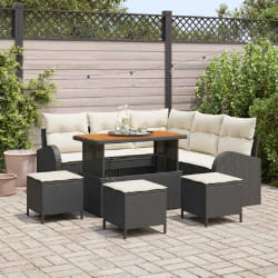vidaXL Ensemble de canapé de jardin 9 pcs Noir, Crème 110 x 55 x 71 cm
