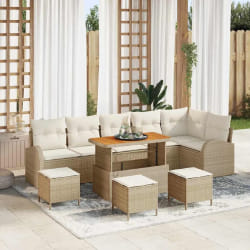 vidaXL Ensemble de canapé de jardin avec coussin 10 pcs Beige et crème