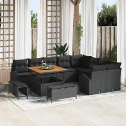 vidaXL Ensemble de canapé de jardin 12 pcs Noir 100 x 100 x 71 cm