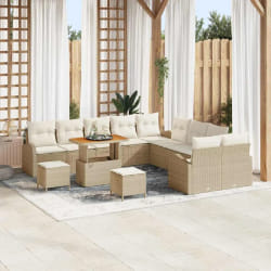 vidaXL Ensemble de canapé de jardin avec coussin 13 pcs Beige et crème