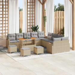 vidaXL Ensemble de canapé de jardin 14 pcs Beige et Gris clair
