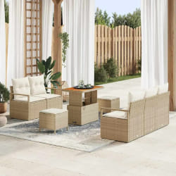vidaXL Ensemble de canapé de jardin avec coussin 8 pcs Beige et crème