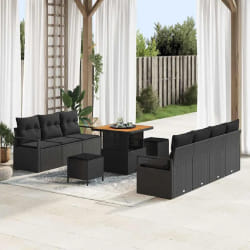 vidaXL Ensemble de canapé de jardin 10 pcs Noir 80 x 80 x 71 cm