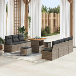 vidaXL Ensemble de canapé de jardin 10 pcs Gris 80 x 80 x 71 cm