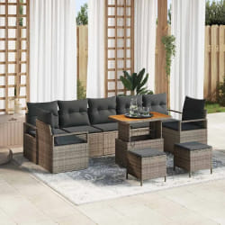 vidaXL Ensemble de canapé de jardin 10 pcs Gris 90 x 55 x 71 cm