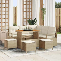 vidaXL Ensemble de canapé de jardin avec coussin 9 pcs Beige et crème
