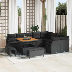 vidaXL Ensemble de canapé de jardin 12 pcs Noir 100 x 100 x 71 cm