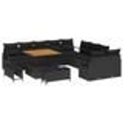 vidaXL Ensemble de canapé de jardin de 13 pièces avec coussins en poly rotin noir et acacia