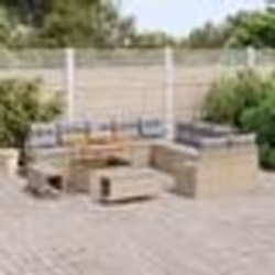 vidaXL Ensemble de canapé de jardin de 13 pièces avec coussins beige en poly rotin et acacia