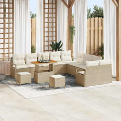 vidaXL Ensemble de canapé de jardin avec coussin 13 pcs Beige et crème