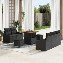 vidaXL Ensemble de canapé de jardin 8 pcs Noir 80 x 80 x 71 cm
