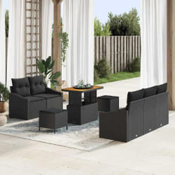 vidaXL Ensemble de canapé de jardin 8 pcs Noir 90 x 55 x 71 cm