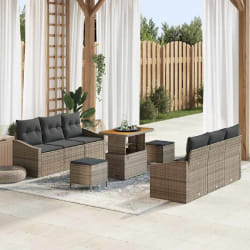 vidaXL Ensemble de canapé de jardin 9 pcs Gris 90 x 55 x 71 cm