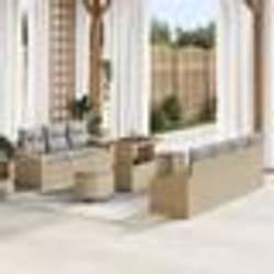 Ensemble de canapé de jardin de 10 pièces avec coussins beige poly rotin acacia Canapé de jardin 2 places avec rangement 3364572