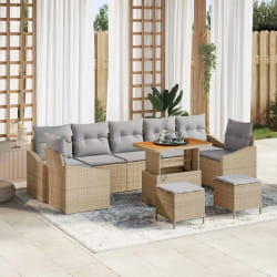 vidaXL Ensemble de canapé de jardin 10 pcs Beige et Gris clair