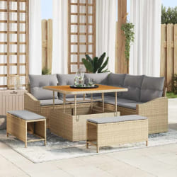 vidaXL Ensemble de canapé de jardin 8 pcs Beige et Gris clair