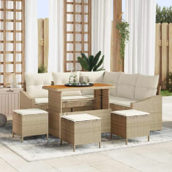 vidaXL Ensemble de canapé de jardin avec coussin 9 pcs Beige et crème